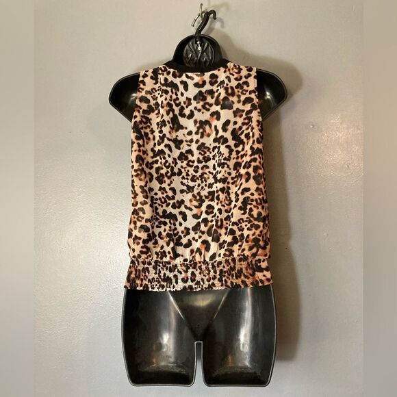 BEBE animal print sheer lace up blouse - Picture 6 of 7